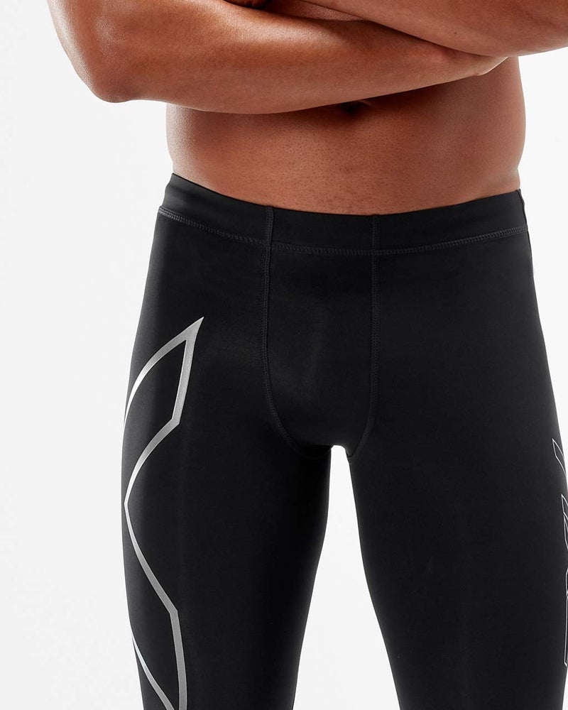 2XU Men's Core 3/4 Compression Tights, Black/Silver, Medium - Image 2